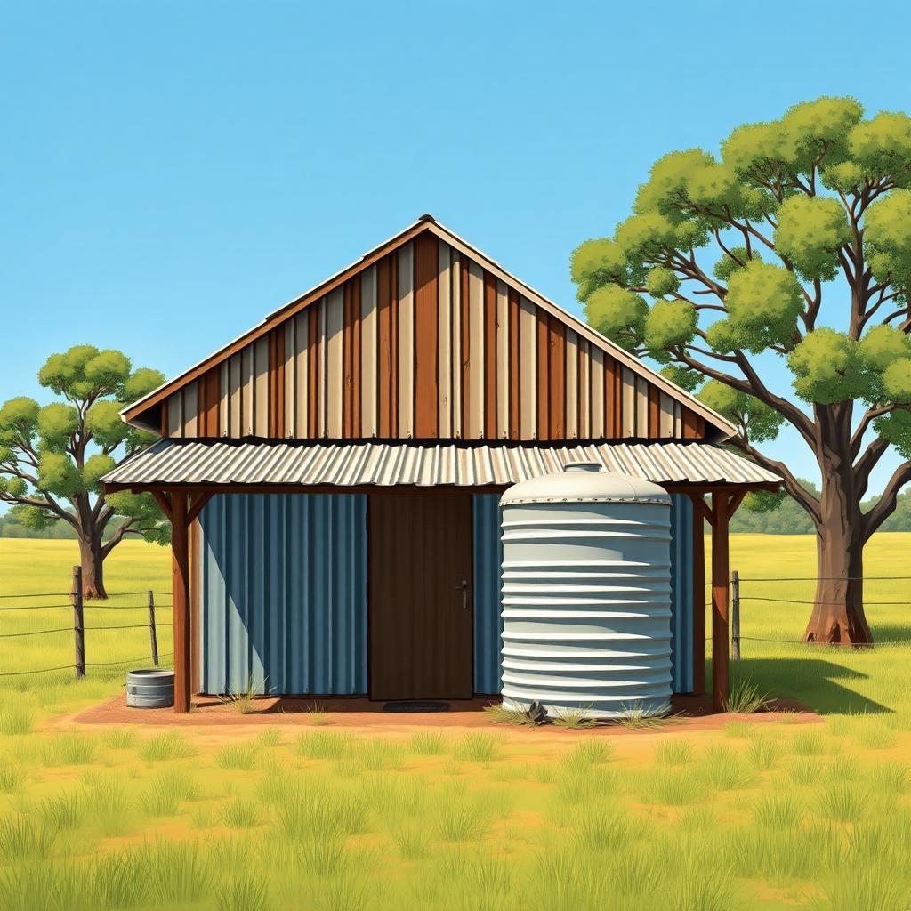 Australian rural shed on farmland — septic tank for sheds